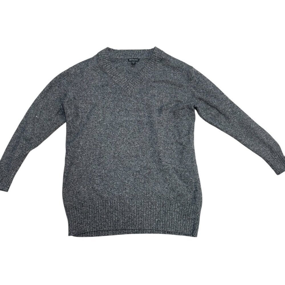 Athleta Gray Marled V-Neck Wool Cashmere Sweater – Size XL – Like New!